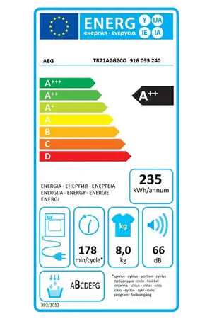 Sèche-linge pompe à chaleur Aeg TR71A2G2CO