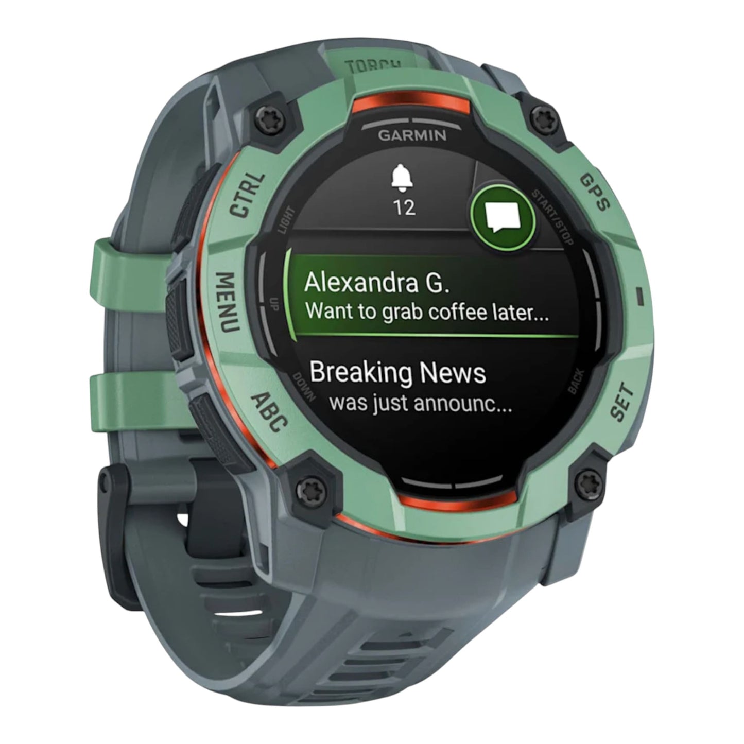 GARMIN - Instinct® 3 – 50 mm - AMOLED Vert d'eau avec bracelet bleu crépuscule - 010-03020-01