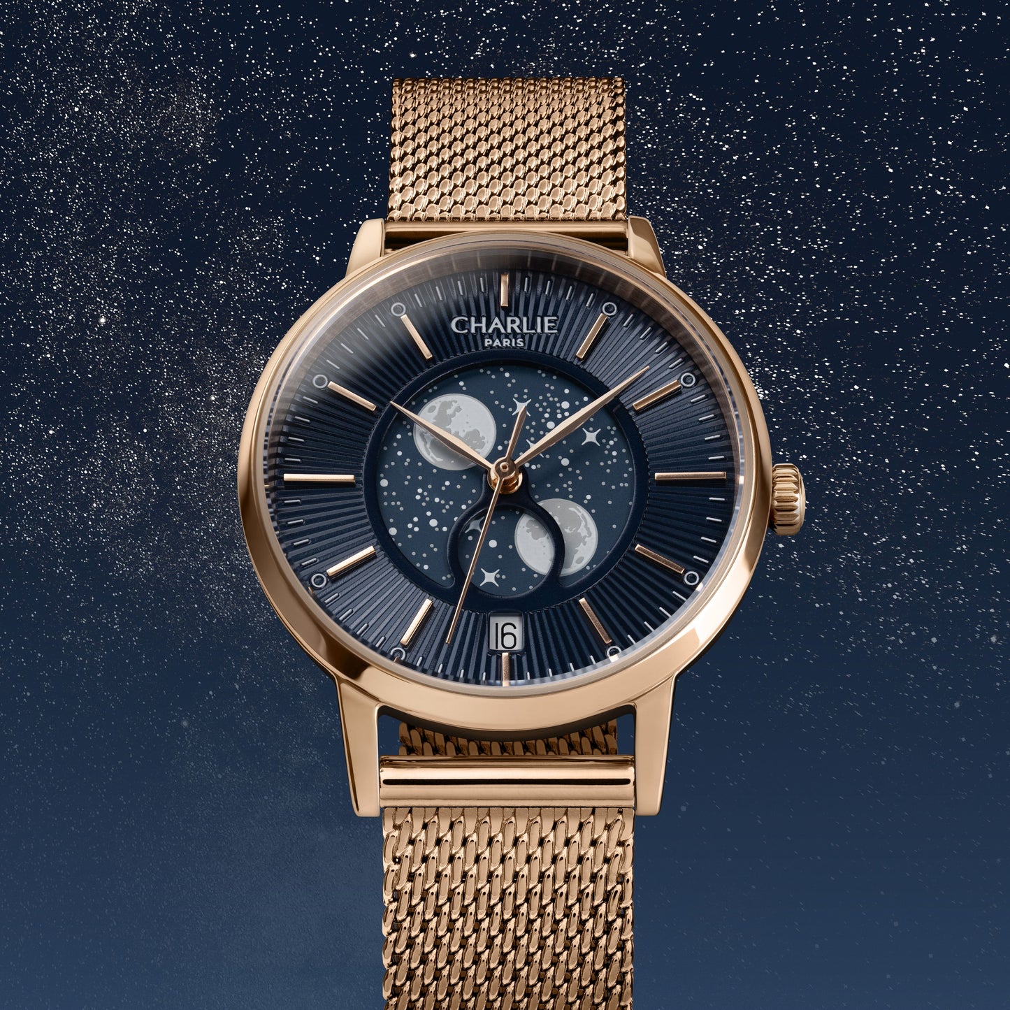 SULLY - Phase de Lune - Doré rose & Bleu