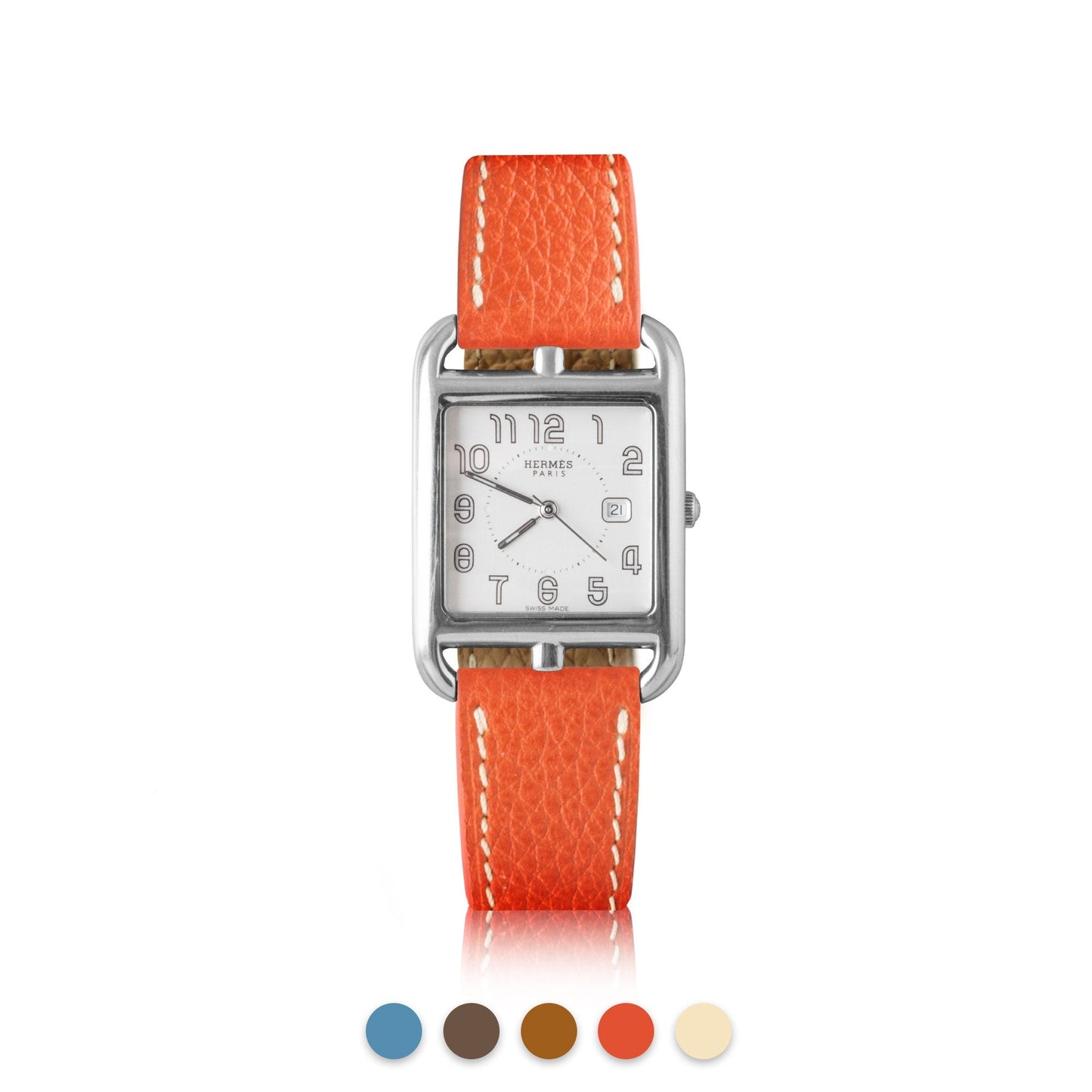 Hermès Cape Cod/Heure H - Bracelet montre en cuir - Buffle (bleu, camel, taupe, orange, beige)