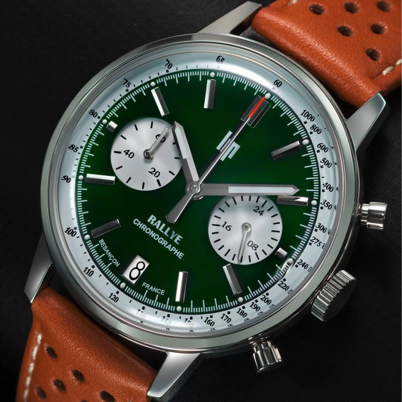 Montre LIP Homme Rallye Méca Chronographe en Cuir Marron 671806