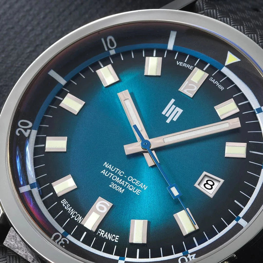 Montre LIP Homme Grande Nautic-Océan en Cuir Noir 671854