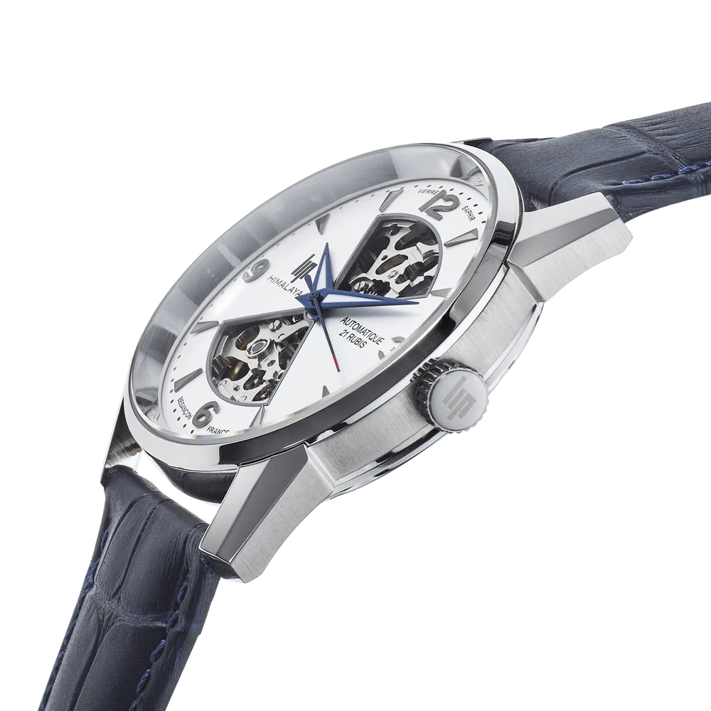 Montre LIP Homme Himalaya Sablier Automatique en Cuir Bleu 671713