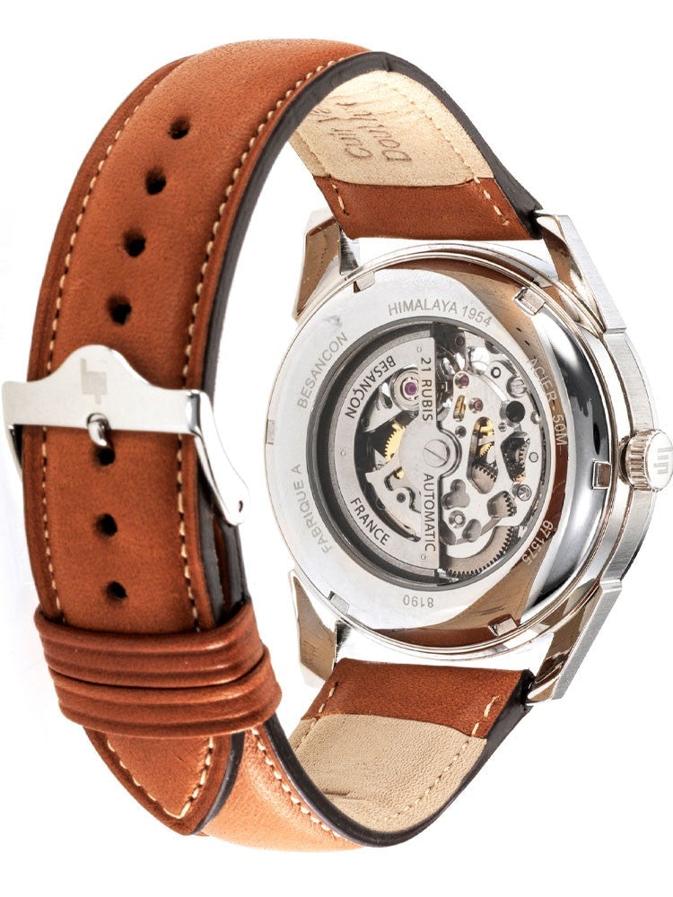 Montre LIP Homme Himalaya Sablier Automatique en Cuir Marron 671575