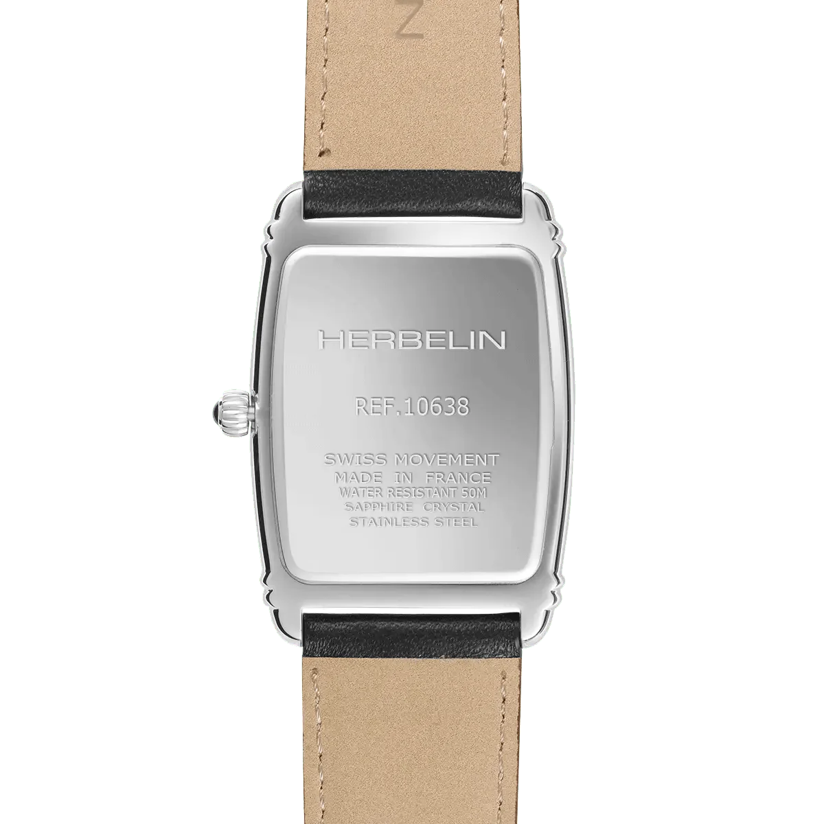 Montre HERBELIN Homme Art Déco en Cuir Noir 10638AP08