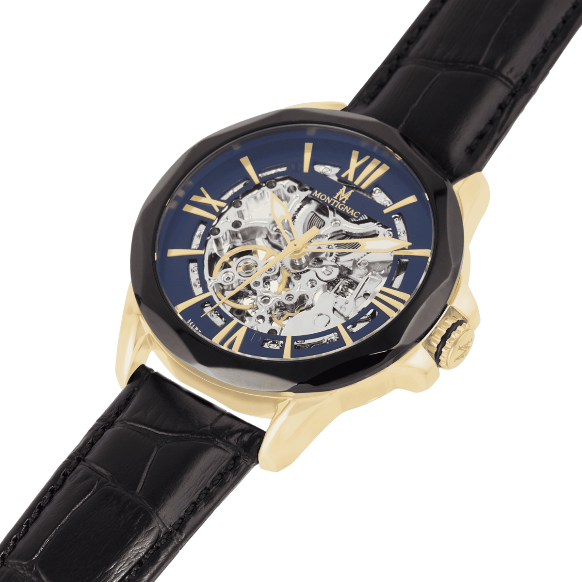 Montre MONTIGNAC Homme Automatique en Cuir Noir MOW805