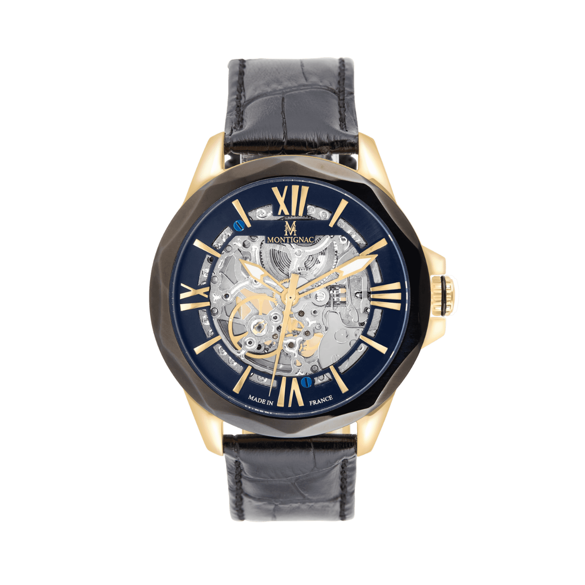 Montre MONTIGNAC Homme Automatique en Cuir Noir MOW805