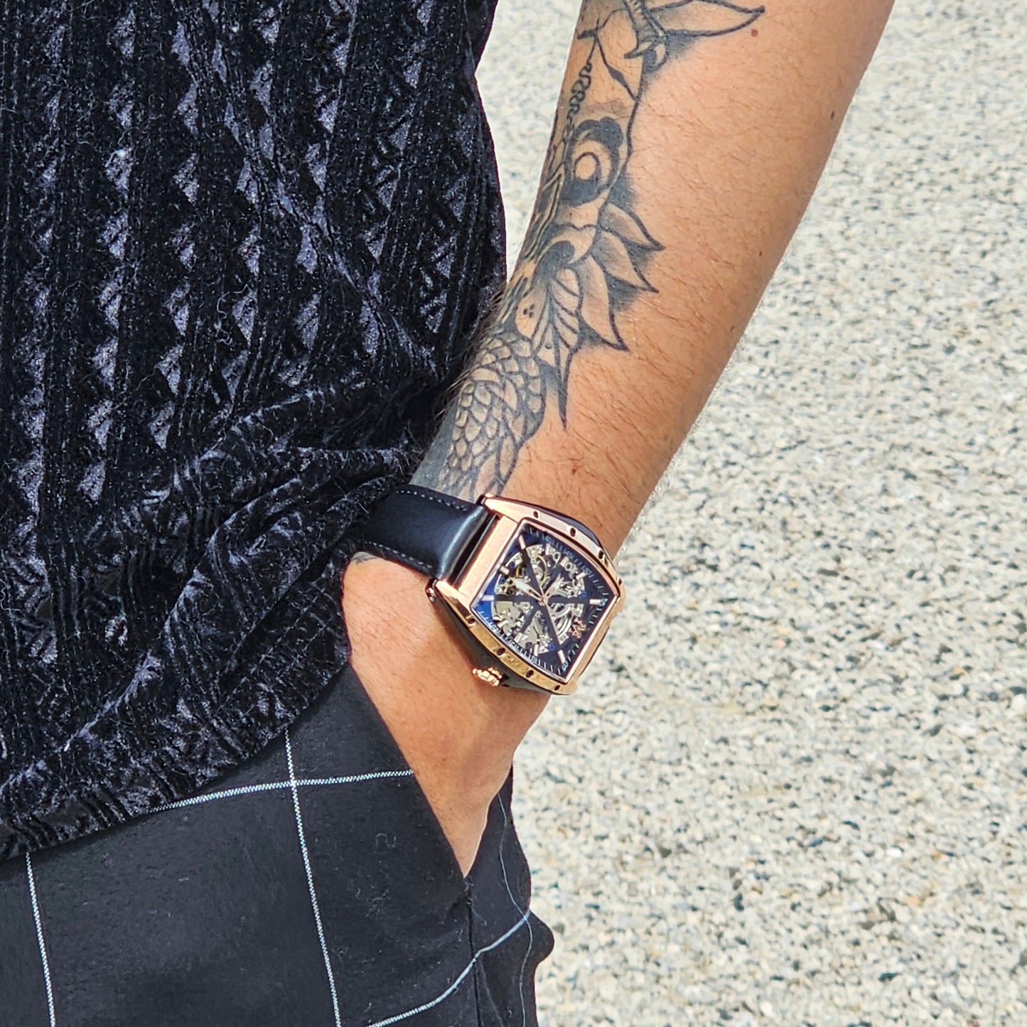 Montre MONTIGNAC Homme Automatique en Cuir Noir MOW201