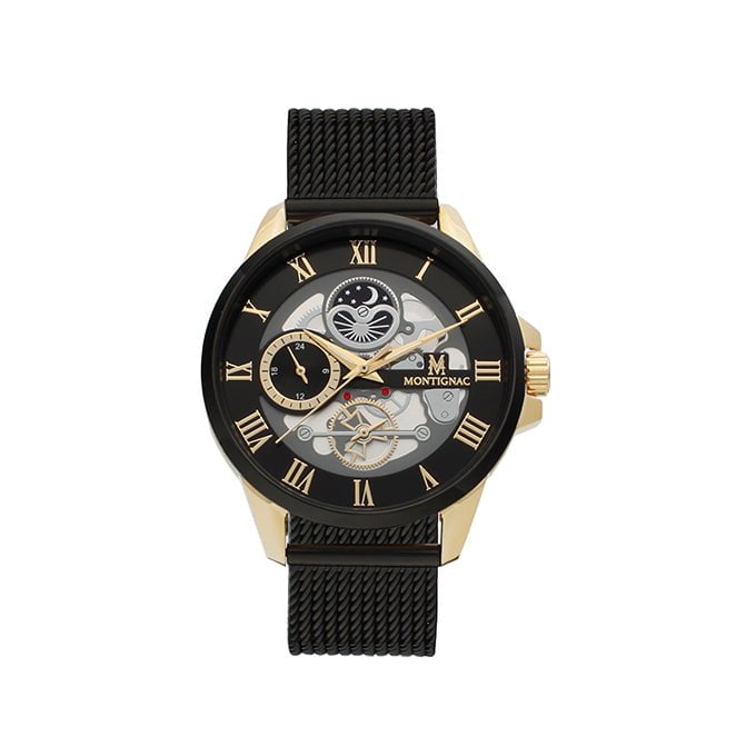 Montre MONTIGNAC Homme en Acier Milanais Noir MOW158