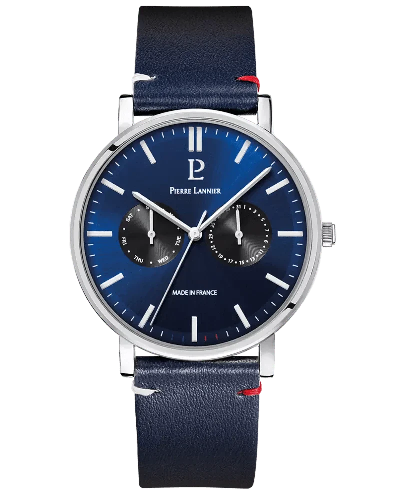 Montre PIERRE LANNIER Homme Essential en Cuir Bleu 206J166