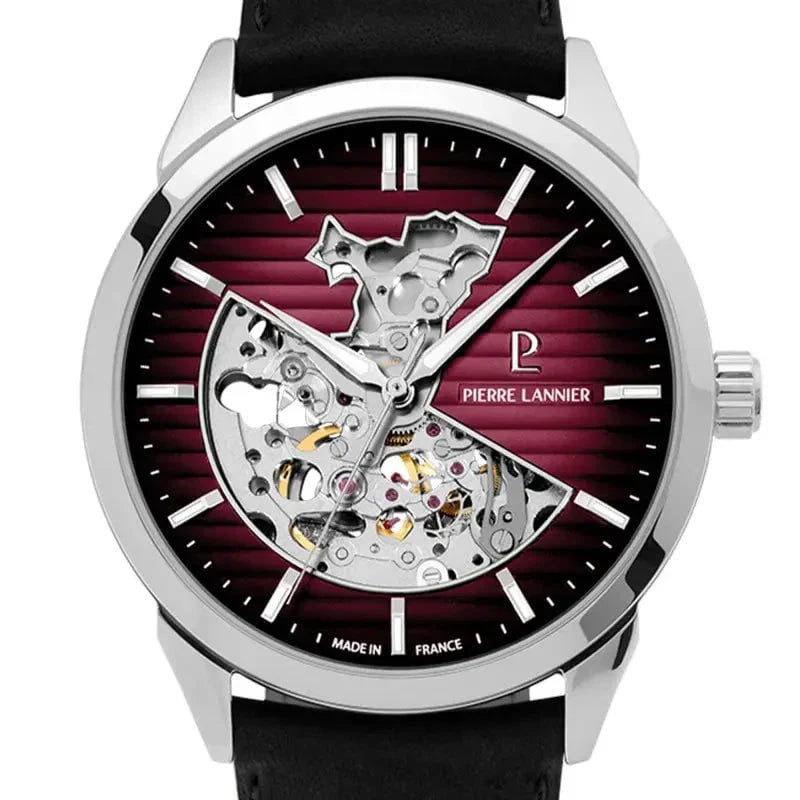 Montre PIERRE LANNIER Homme Monarck en Cuir Noir 315D153