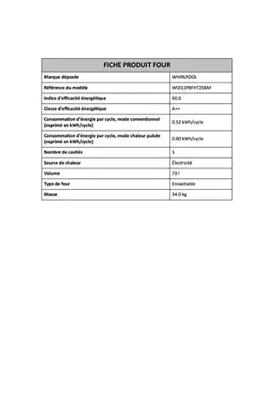 Four encastrable Whirlpool WOI11P8FHT2SBAF