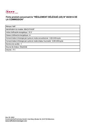 Four encastrable Neff B6ACH7AN3F