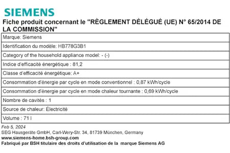 Four encastrable Siemens HB778G3B1 - iQ700