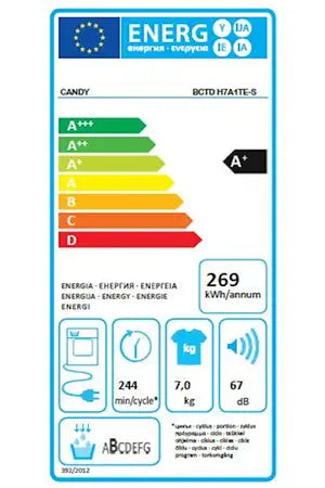 Sèche-linge pompe à chaleur Candy ENCASTRABLE - BCTD H7A1TE-S