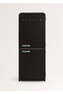 Réfrigérateur congélateur en bas - FRIDGE RETRO COMBI noir poignée vert sauge