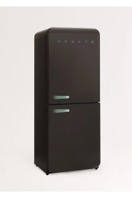 Réfrigérateur congélateur en bas - FRIDGE RETRO COMBI noir poignée vert sauge
