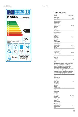 Sèche-linge à condensation Asko TDC1772C.T
