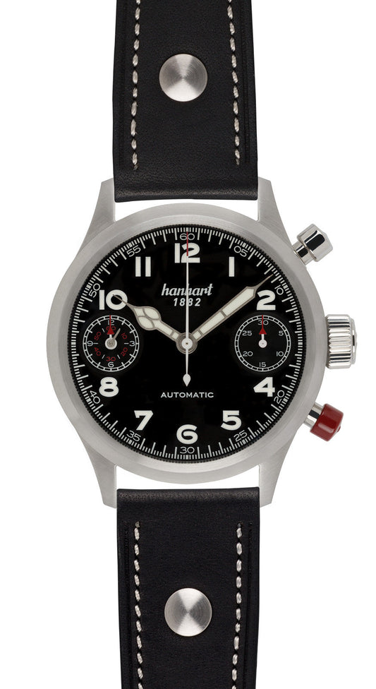 Montre Hanhart 1882 - Pioneer TwinDicator Noir, lunette lisse