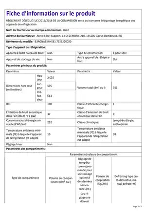Réfrigérateur congélateur en bas Beko b3rgna354hxb1