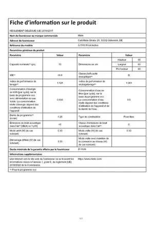 Lave-vaisselle pose libre Miele G 5110 FRONT INOX POSE LIBRE