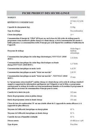 Sèche-linge pompe à chaleur Indesit YTM1192XFRR