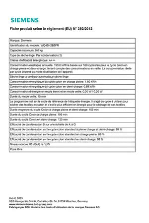 Sèche-linge pompe à chaleur Siemens WQ45H2B5FR