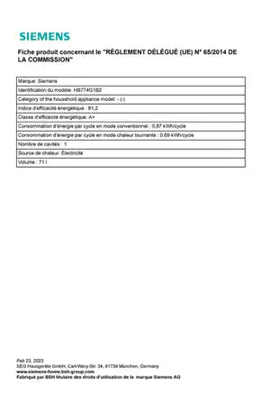 Four encastrable Siemens HB774G1B2 IQ700