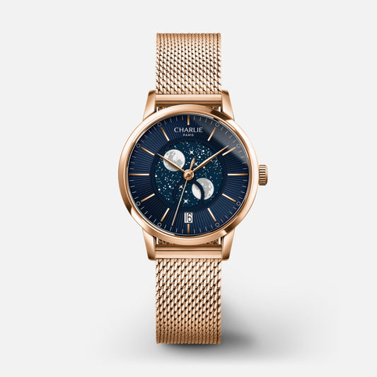 SULLY - Phase de Lune - Doré rose & Bleu