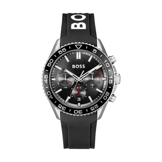 Montre BOSS Homme Runner Chronographe en Silicone Noir 1514141