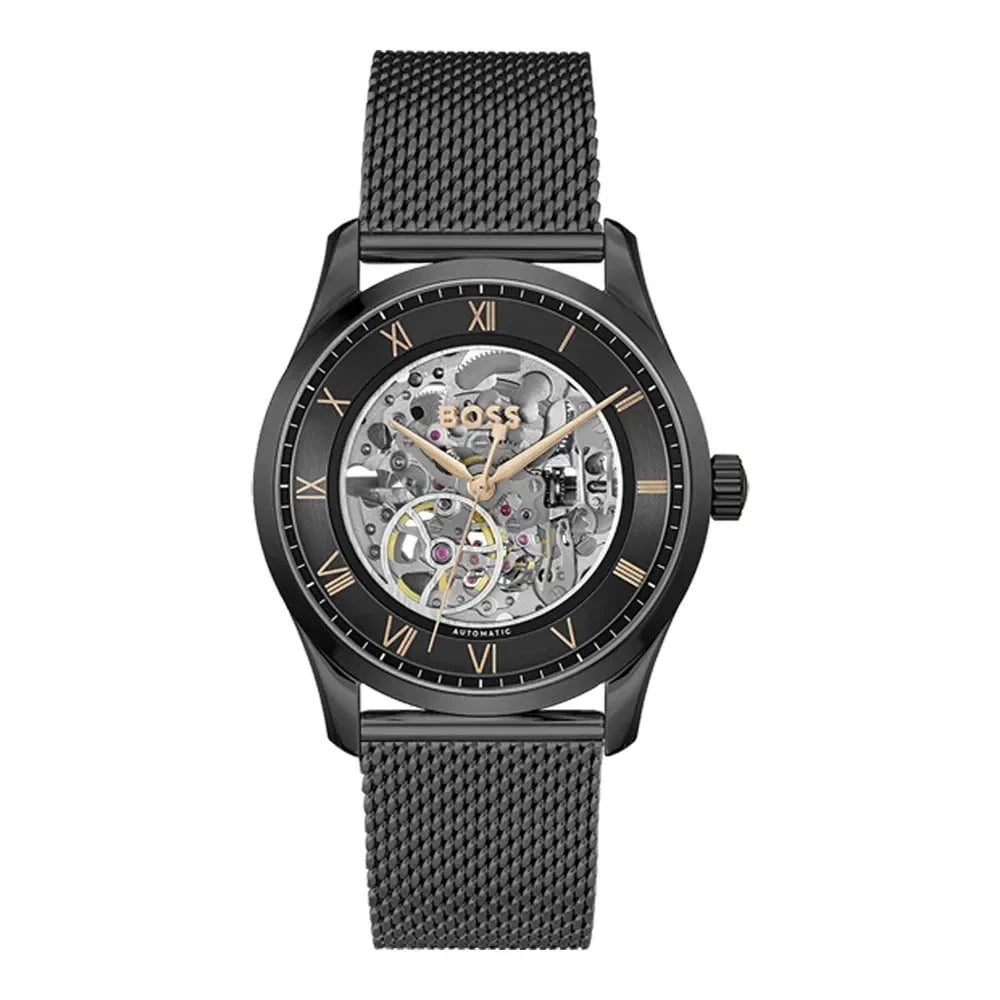 Montre BOSS Homme Skeleton Automatique en Acier Noir 1514255