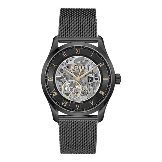 Montre BOSS Homme Skeleton Automatique en Acier Noir 1514255