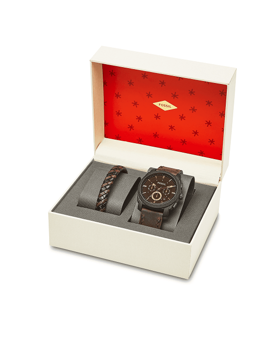 Montre FOSSIL Homme Machine Coffret Montre et Bijoux Chronographe FS5251SET