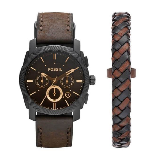 Montre FOSSIL Homme Machine Coffret Montre et Bijoux Chronographe FS5251SET