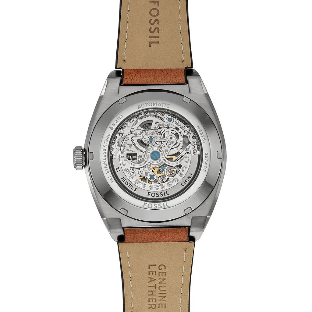 Montre FOSSIL Homme Everett Automatique en Cuir Marron ME3261