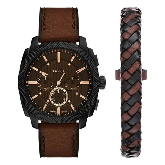 Montre FOSSIL Homme Machine Coffret Montre et Bijoux FS6102SET