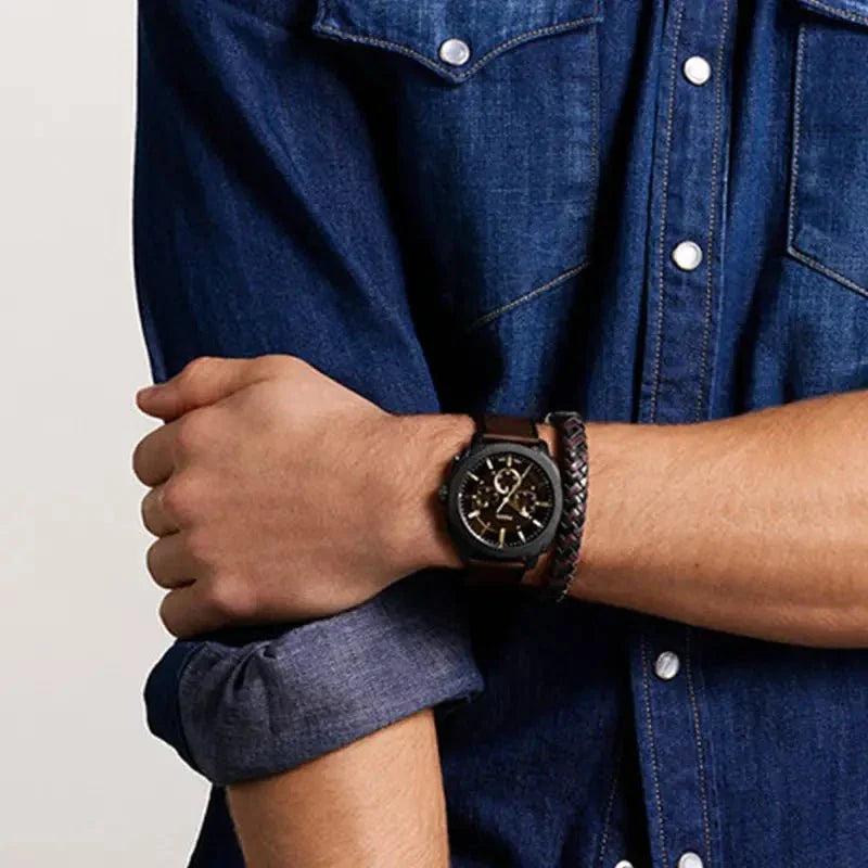 Montre FOSSIL Homme Machine Coffret Montre et Bijoux FS6102SET