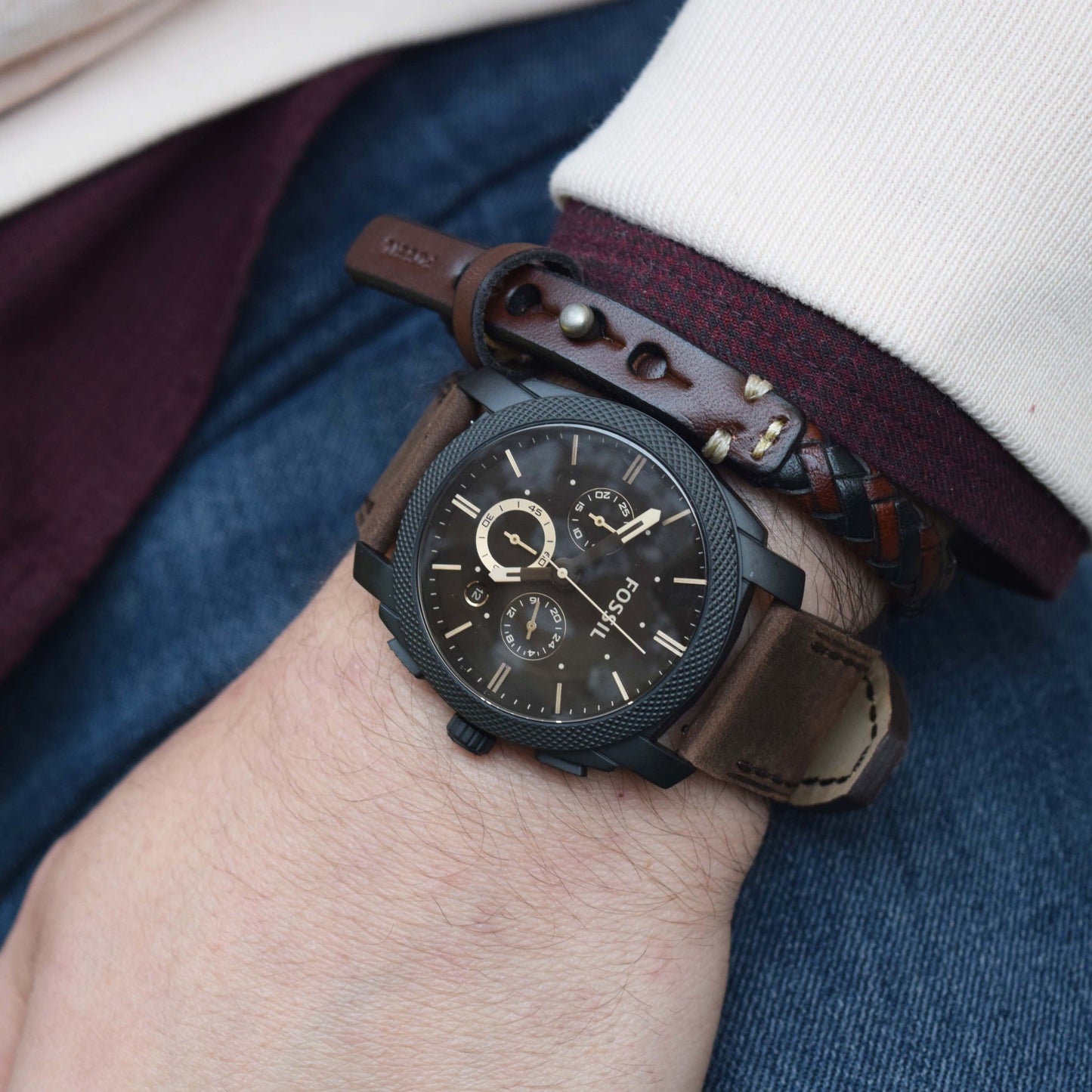 Montre FOSSIL Homme Machine Coffret Montre et Bijoux Chronographe FS5251SET