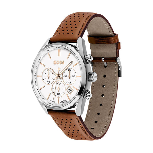 Montre BOSS Homme Champion Chronographe en Cuir Marron 1513879