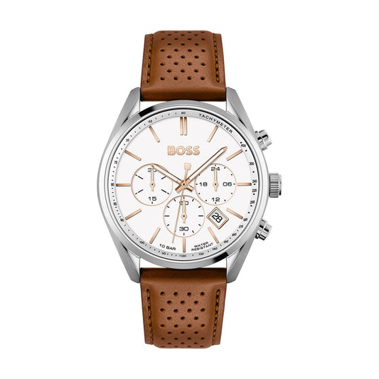 Montre BOSS Homme Champion Chronographe en Cuir Marron 1513879
