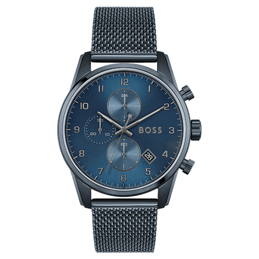 Montre BOSS Homme Skymaster Chronographe en Acier Bleu 1513836