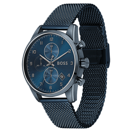 Montre BOSS Homme Skymaster Chronographe en Acier Bleu 1513836