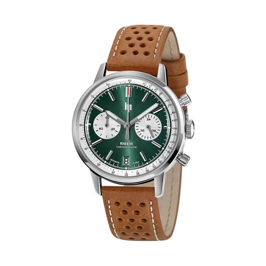Montre LIP Homme Rallye Méca Chronographe en Cuir Marron 671806