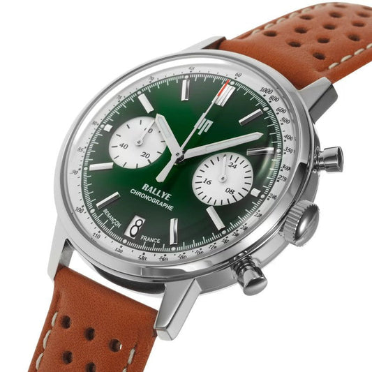 Montre LIP Homme Rallye Méca Chronographe en Cuir Marron 671806