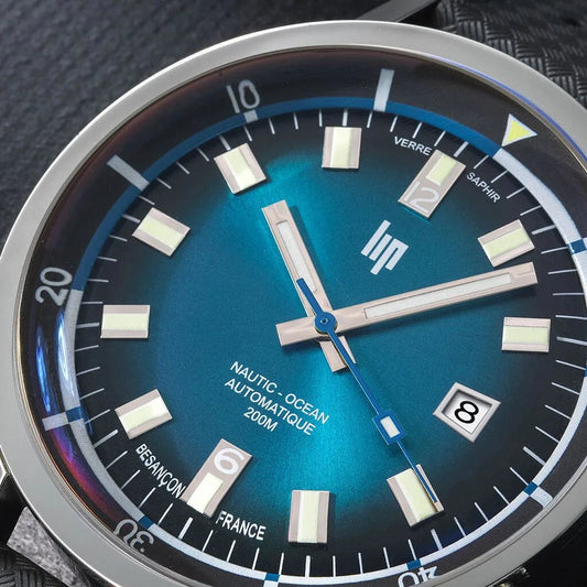 Montre LIP Homme Grande Nautic-Océan en Cuir Noir 671854