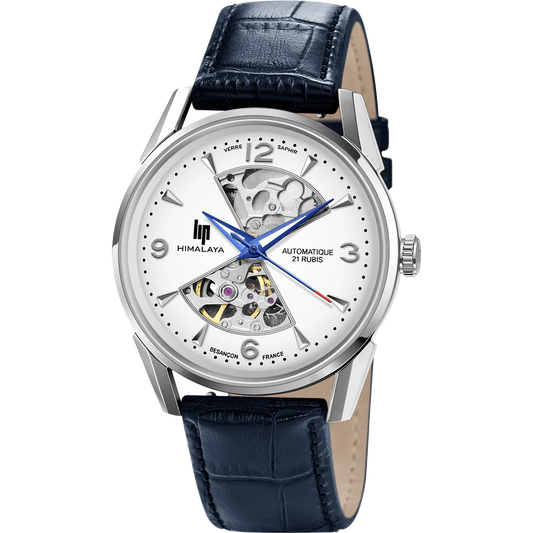 Montre LIP Homme Himalaya Sablier Automatique en Cuir Bleu 671713