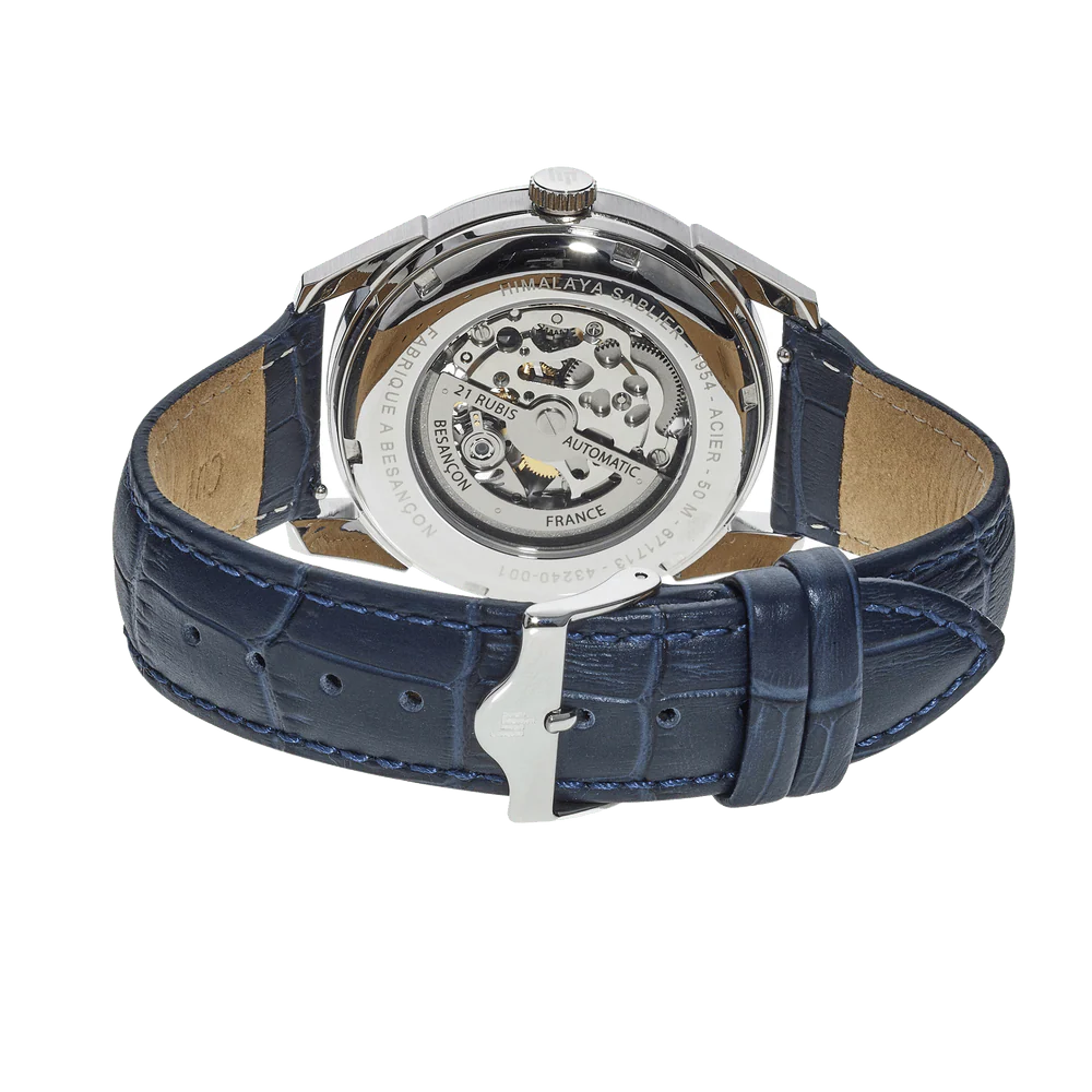Montre LIP Homme Himalaya Sablier Automatique en Cuir Bleu 671713