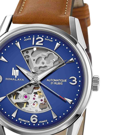 Montre LIP Homme Himalaya Sablier Automatique en Cuir Marron 671575
