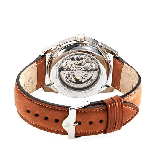 Montre LIP Homme Himalaya Sablier Automatique en Cuir Marron 671572