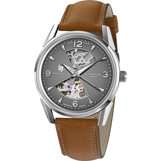 Montre LIP Homme Himalaya Sablier Automatique en Cuir Marron 671572
